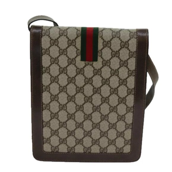 GUCCI GG Supreme Web Sherry Line Shoulder Bag PVC Beige Red Green - Picture 7 of 7